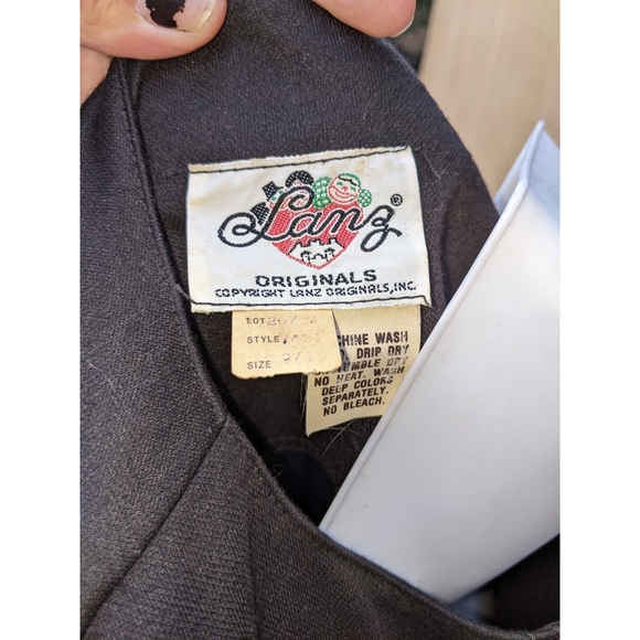 Vintage Lanz black short sleeve crew neck midi dress 10 - Picture 5 of 5